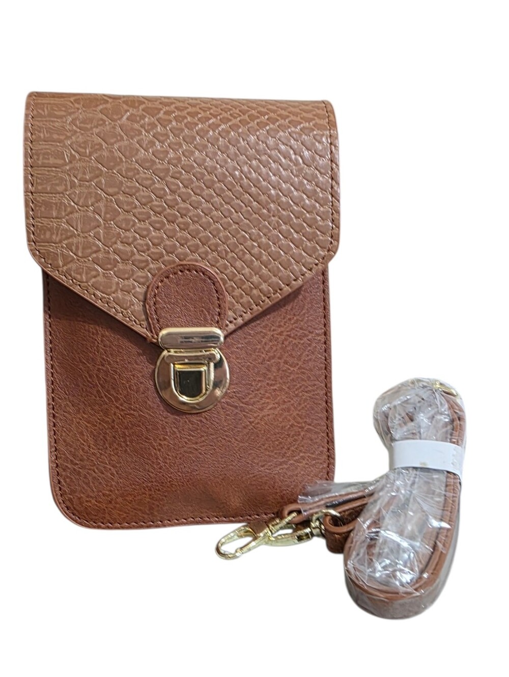 brown faux-leather Touch Screen Purse by Lori Greiner